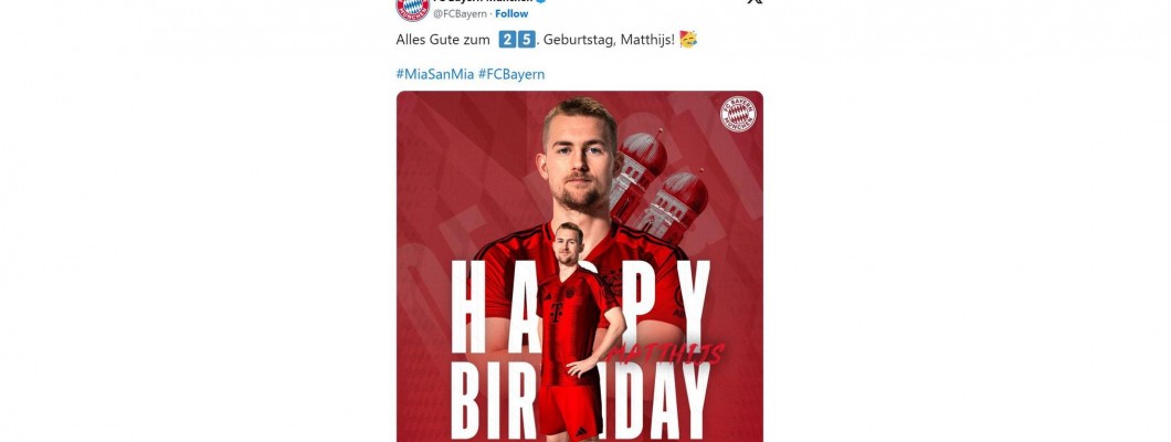 De Ligt obdržel přání k narozeninám od Bayernu v Manchesteru