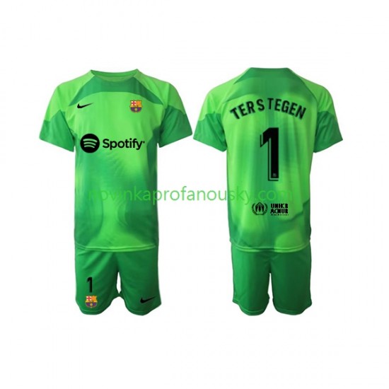FC Barcelona Dres Ter Stegen 1 Brankářské Domácí Fotbalové Dresy pro Děti 2022-2023 Krátký rukáv