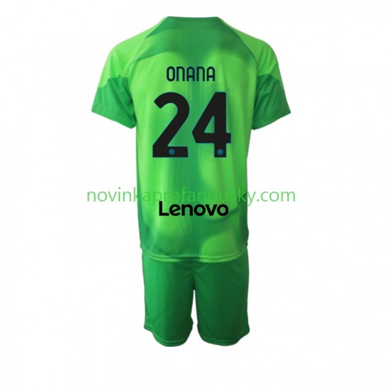Inter Milán Dres Andre Onana 24 Brankářské Alternativní Fotbalové Dresy pro Děti 2022-2023 Krátký rukáv