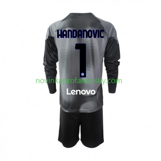 Inter Milán Dres Samir Handanovic 1 Brankářské Domácí Fotbalové Dresy pro Děti 2022-2023 Dlouhý rukáv