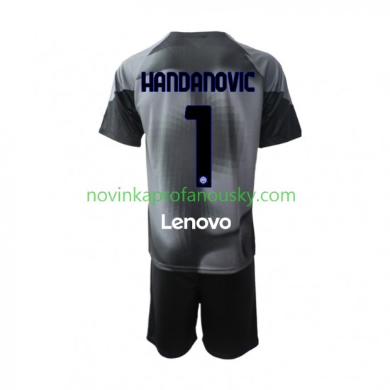 Inter Milán Dres Samir Handanovic 1 Brankářské Domácí Fotbalové Dresy pro Děti 2022-2023 Krátký rukáv