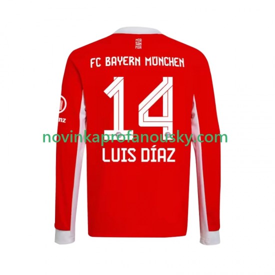 FC Bayern Mnichov Dres Luis Diaz 14 Domácí Fotbalové Dresy pro Muže 2025-2026 Dlouhý rukáv