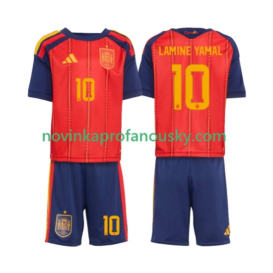 Španělsko Dres Lamine Yamal 10 Domácí Fotbalové Dresy pro Děti MS ve fotbale 2026 Krátký rukáv