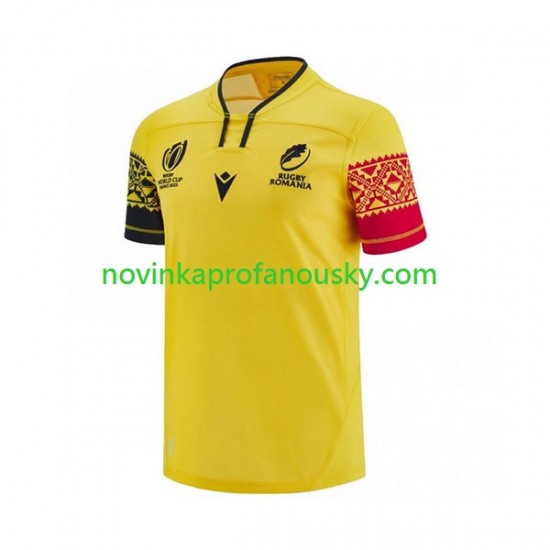 Dres ROUMANIE Domácí Fotbalové Dresy pro Muže Rugby World Cup 2023 Krátký rukáv