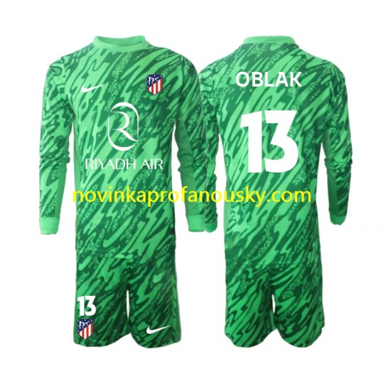 Atlético Madrid Dres Jan Oblak 13 Brankářské Venkovní Fotbalové Dresy pro Děti 2024-2025 Dlouhý rukáv