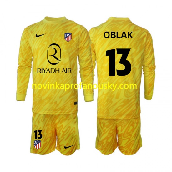 Atlético Madrid Dres Jan Oblak 13 Brankářské Alternativní Fotbalové Dresy pro Děti 2024-2025 Dlouhý rukáv