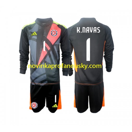 Kostarika Dres Keylor Navas 1 Brankářské Alternativní Fotbalové Dresy pro Děti 2024 Dlouhý rukáv