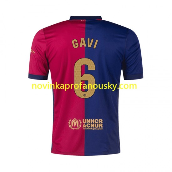 FC Barcelona Dres GAVI 6 Domácí Fotbalové Dresy pro Muže 2024-2025 Krátký rukáv