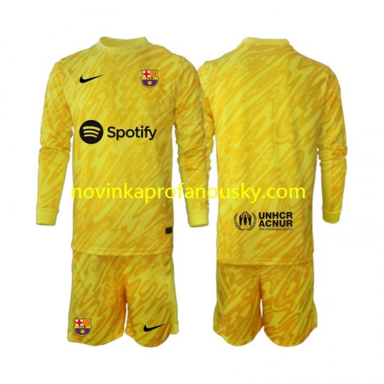 FC Barcelona Dres Brankářské Venkovní Fotbalové Dresy pro Děti 2024-2025 Dlouhý rukáv