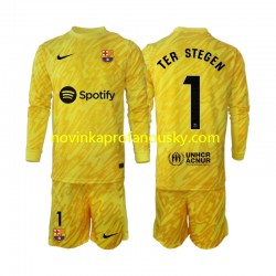 FC Barcelona Dres Ter Stegen 1 Brankářské Venkovní Fotbalové Dresy pro Děti 2024-2025 Dlouhý rukáv