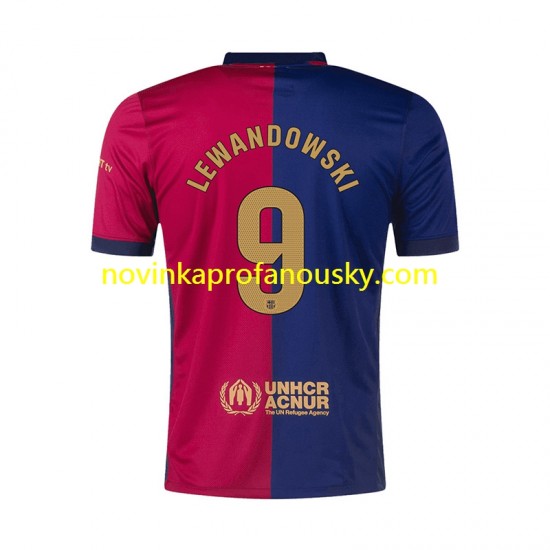 FC Barcelona Dres Robert Lewandowski 9 Domácí Fotbalové Dresy pro Muže 2024-2025 Krátký rukáv