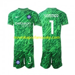 Inter Milán Dres Yann Sommer 1 Brankářské Domácí Fotbalové Dresy pro Děti 2024-2025 Krátký rukáv