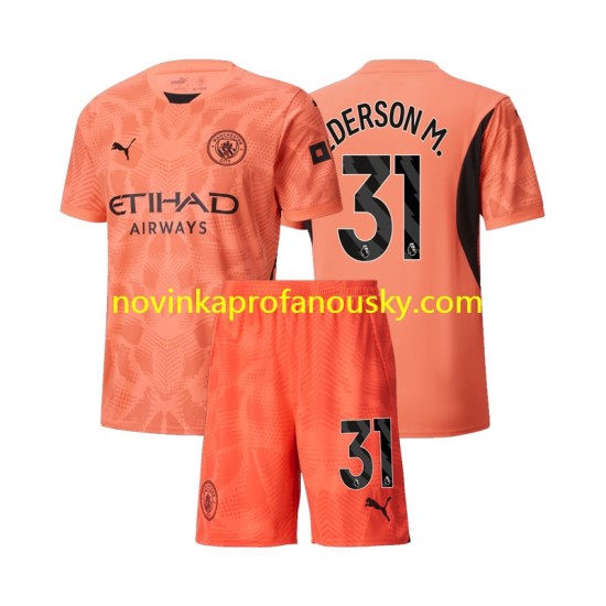Manchester City Dres Ederson M 31 Brankářské Venkovní Fotbalové Dresy pro Děti 2024-2025 Krátký rukáv
