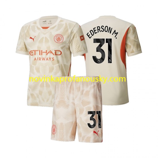 Manchester City Dres Ederson M 31 Brankářské Alternativní Fotbalové Dresy pro Děti 2024-2025 Krátký rukáv