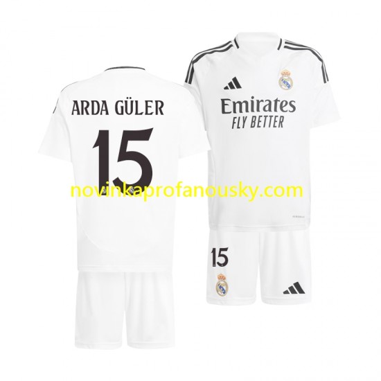 Real Madrid Dres Arda Guler 15 Domácí Fotbalové Dresy pro Děti 2024-2025 Krátký rukáv