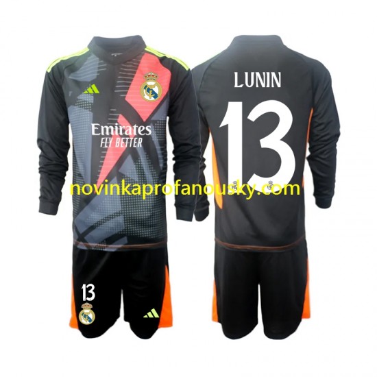 Real Madrid Dres Andriy Lunin 13 Brankářské Venkovní Fotbalové Dresy pro Děti 2024-2025 Dlouhý rukáv