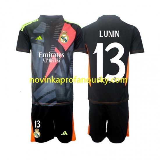 Real Madrid Dres Andriy Lunin 13 Brankářské Venkovní Fotbalové Dresy pro Děti 2024-2025 Krátký rukáv