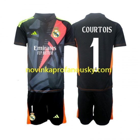 Real Madrid Dres Thibaut Courtois 1 Brankářské Venkovní Fotbalové Dresy pro Děti 2024-2025 Krátký rukáv