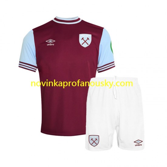 West Ham United Dres Domácí Fotbalové Dresy pro Děti 2024-2025 Krátký rukáv