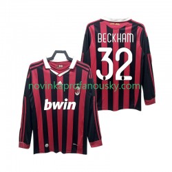 AC Milán Dres BECKHAM 32 2009 Retro Domácí Fotbalové Dresy pro Muže 2010 Dlouhý rukáv