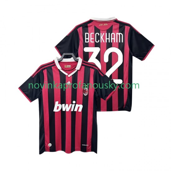 AC Milán Dres BECKHAM 32 2009 Retro Domácí Fotbalové Dresy pro Muže 2010 Krátký rukáv