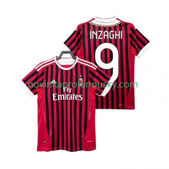 AC Milán Dres INZAGHI 9 2012 Retro Domácí Fotbalové Dresy pro Muže 2011 Krátký rukáv