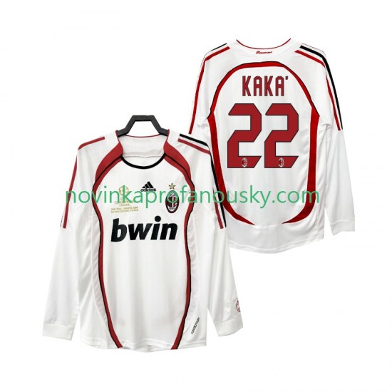 AC Milán Dres KAKA 22 2007 Retro Venkovní Fotbalové Dresy pro Muže 2006 Dlouhý rukáv