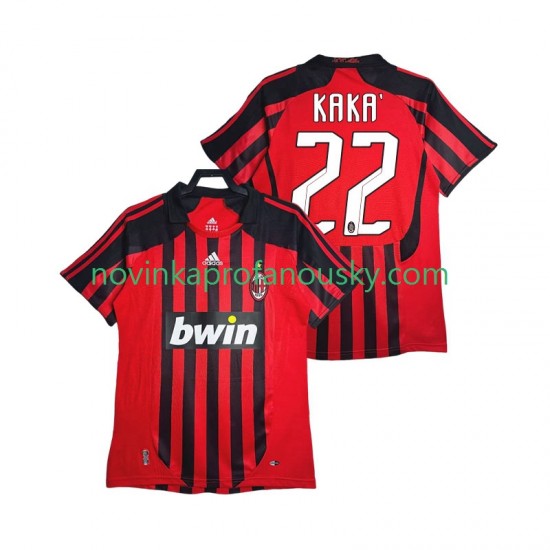 AC Milán Dres KAKA 22 2007 Retro Domácí Fotbalové Dresy pro Muže 2008 Krátký rukáv