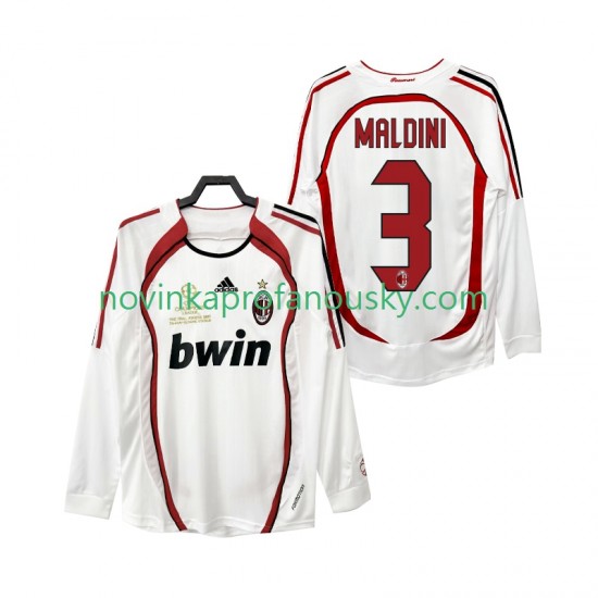 AC Milán Dres MALDINI 3 2007 Retro Venkovní Fotbalové Dresy pro Muže 2006 Dlouhý rukáv