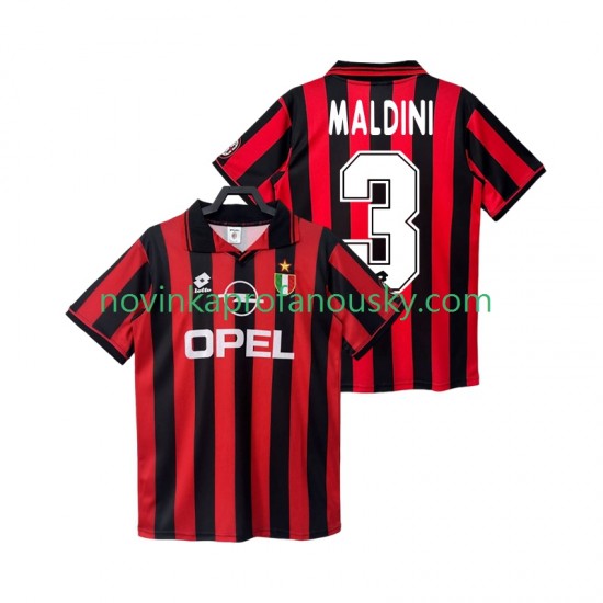 AC Milán Dres MALDINI 3 1996 1997 Retro Domácí Fotbalové Dresy pro Muže Krátký rukáv
