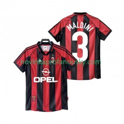 AC Milán Dres MALDINI 3 Retro Domácí Fotbalové Dresy pro Muže 1998 1999 Krátký rukáv