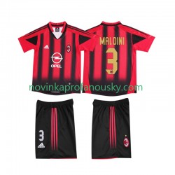 AC Milán Dres MALDINI 3 2005 Retro Domácí Fotbalové Dresy pro Děti 2004 Krátký rukáv