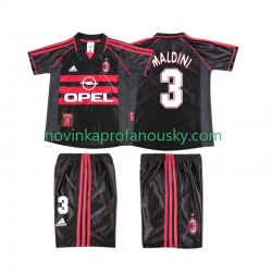 AC Milán Dres MALDINI 3 Retro Alternativní Fotbalové Dresy pro Děti 1998 1999 Krátký rukáv