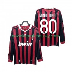 AC Milán Dres RONALDINHO 80 2009 Retro Domácí Fotbalové Dresy pro Muže 2010 Dlouhý rukáv