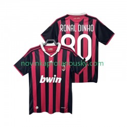 AC Milán Dres RONALDINHO 80 2009 Retro Domácí Fotbalové Dresy pro Muže 2010 Krátký rukáv