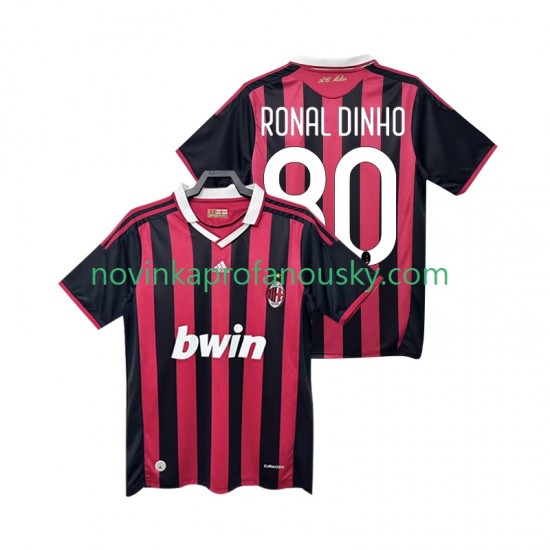 AC Milán Dres RONALDINHO 80 2009 Retro Domácí Fotbalové Dresy pro Muže 2010 Krátký rukáv
