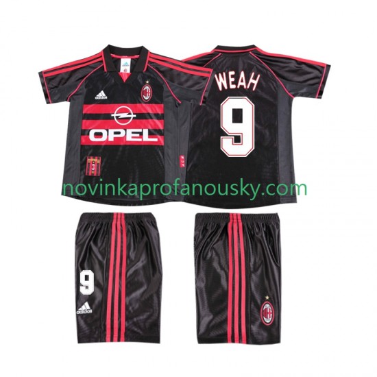 AC Milán Dres WEAH 9 Retro Alternativní Fotbalové Dresy pro Děti 1998 1999 Krátký rukáv