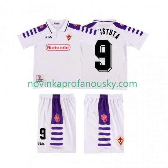 ACF Fiorentina Dres BASTUTA 9 Retro Venkovní Fotbalové Dresy pro Děti 1998 1999 Krátký rukáv