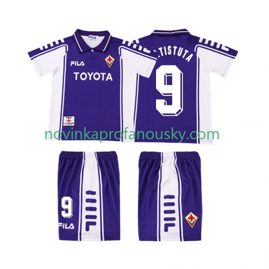 ACF Fiorentina Dres BASTUTA 9 2000 Retro Domácí Fotbalové Dresy pro Děti 1999 Krátký rukáv