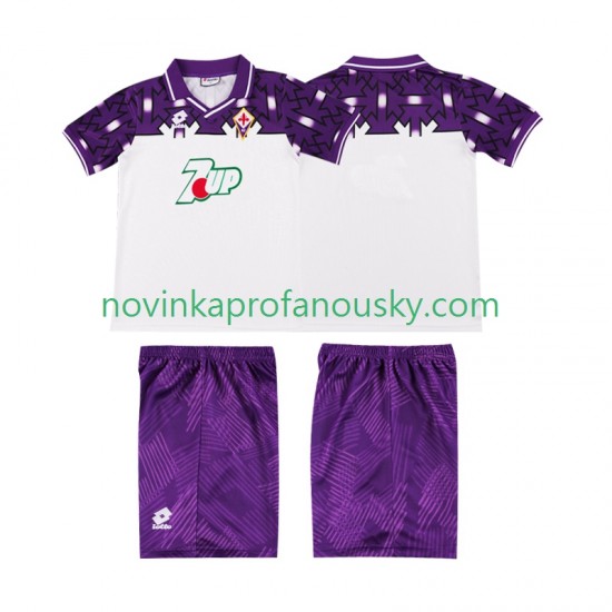 ACF Fiorentina Dres 1992 1993 Retro Venkovní Fotbalové Dresy pro Děti Krátký rukáv