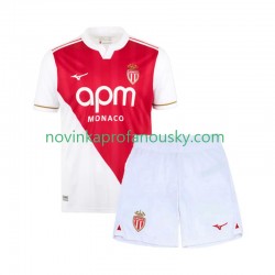 AS Monaco Dres Domácí Fotbalové Dresy pro Děti 2025-2026 Krátký rukáv
