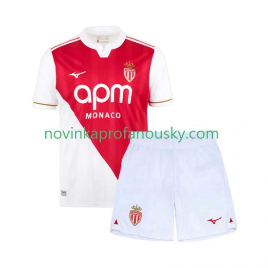 AS Monaco Dres Domácí Fotbalové Dresy pro Děti 2025-2026 Krátký rukáv