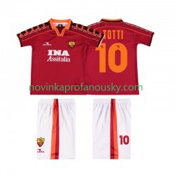 AS Řím Dres TOTTI 10 Retro Domácí Fotbalové Dresy pro Děti 1998 1999 Krátký rukáv