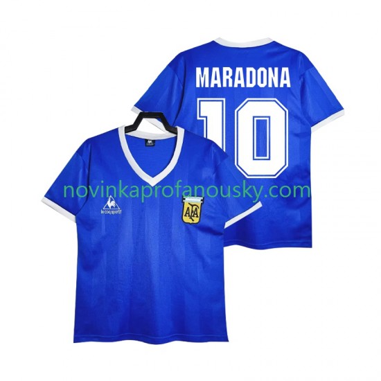 Argentina Dres MARADONA 10 1986 Retro Venkovní Fotbalové Dresy pro Muže Krátký rukáv
