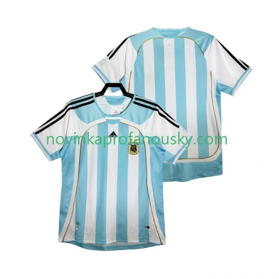 Argentina Dres 2014 Retro Domácí Fotbalové Dresy pro Muže Krátký rukáv