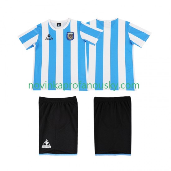 Argentina Dres 1986 Retro Domácí Fotbalové Dresy pro Děti Krátký rukáv