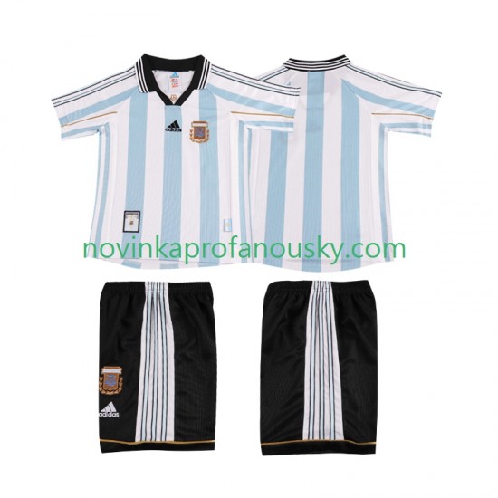 Argentina Dres Retro Domácí Fotbalové Dresy pro Děti 1998 Krátký rukáv