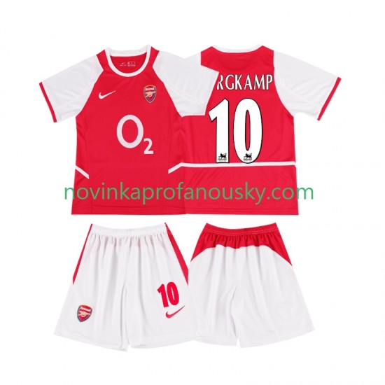 Arsenal Dres BERGKAMP 10 2003 Retro Domácí Fotbalové Dresy pro Děti 2002 Krátký rukáv