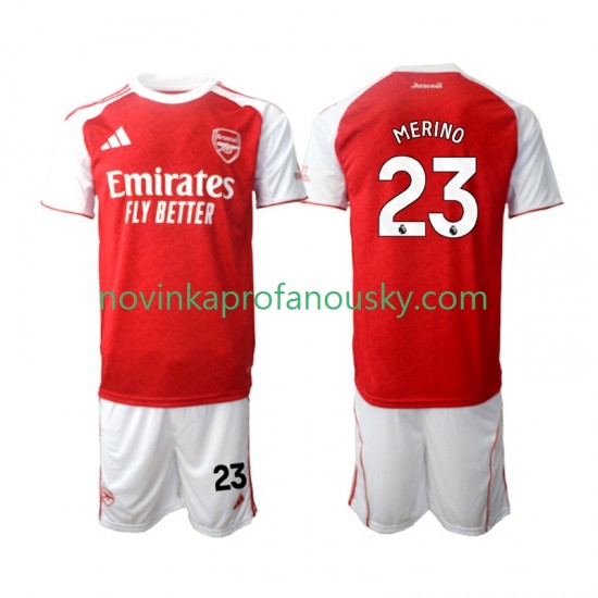 Arsenal Dres Merino 23 Domácí Fotbalové Dresy pro Děti 2025-2026 Krátký rukáv