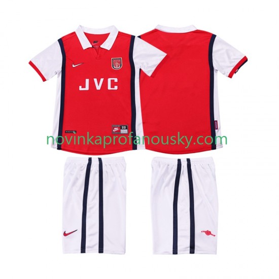 Arsenal Dres Retro Domácí Fotbalové Dresy pro Děti 1998 1999 Krátký rukáv